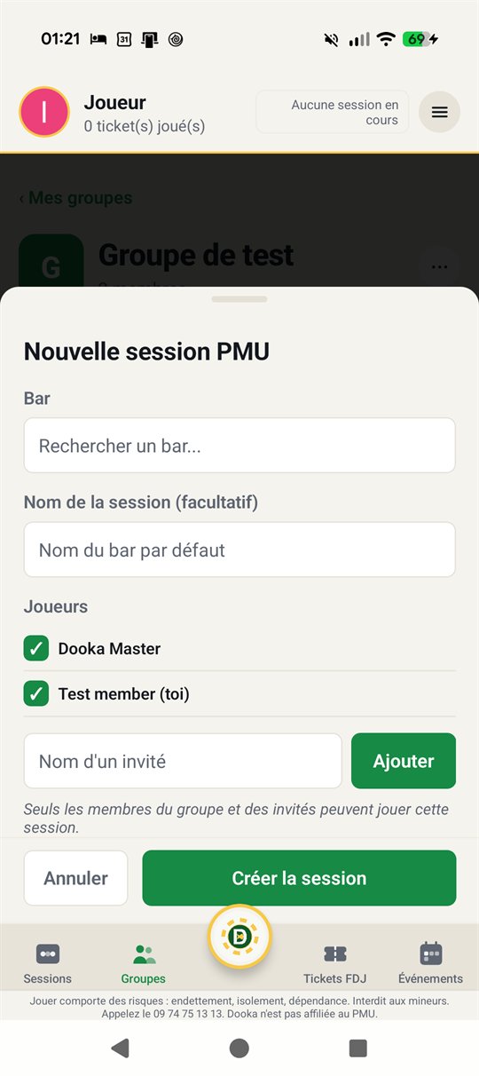 La création d'une session dans Dooka